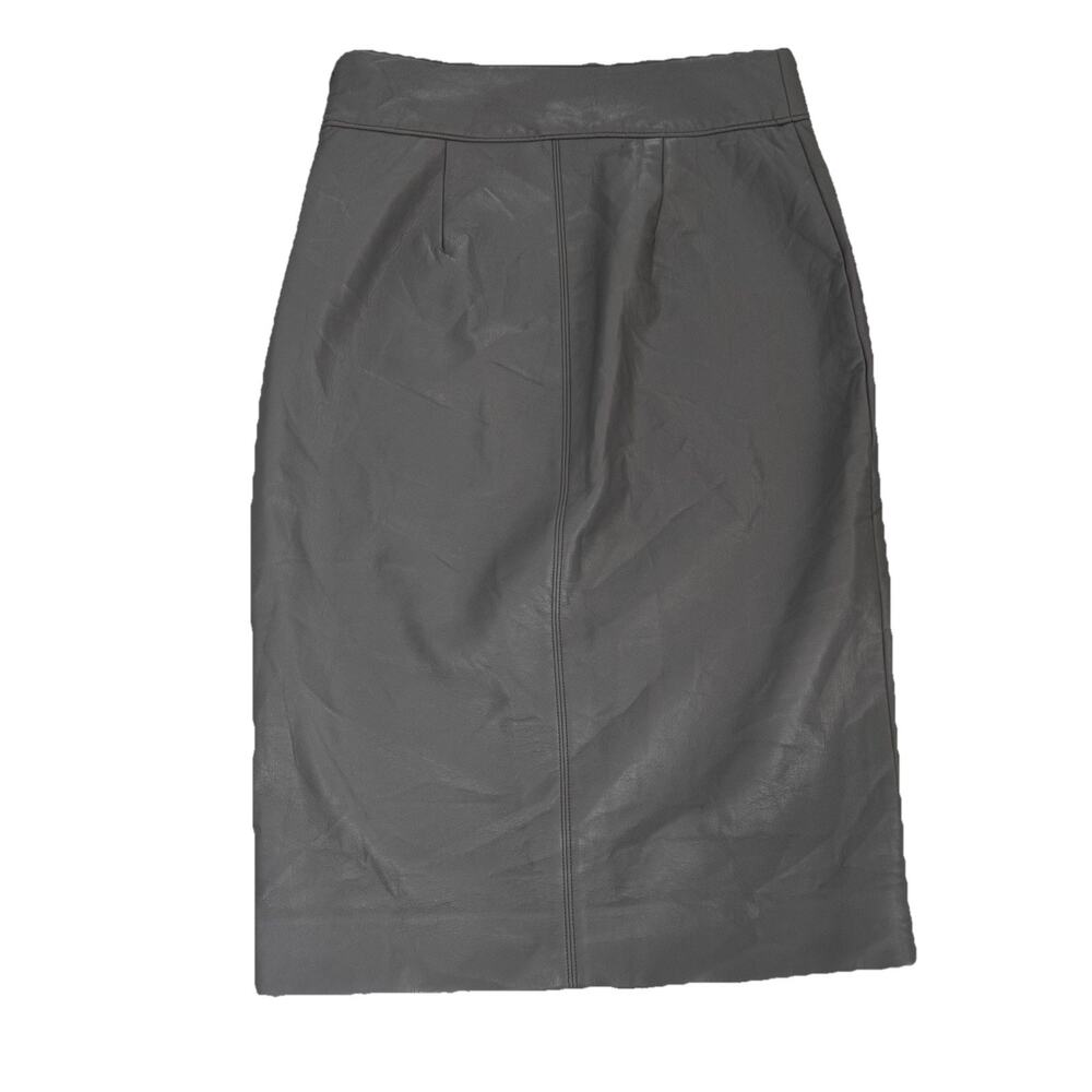 Babaton Aritzia Vegan Leather Grey Soft Skirt Straight Pencil 6 Office Classic
